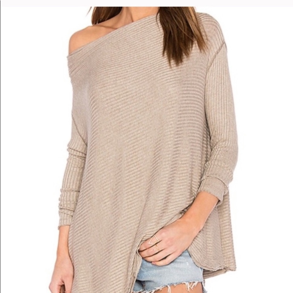 Free People Slit Back Gray Sweater
